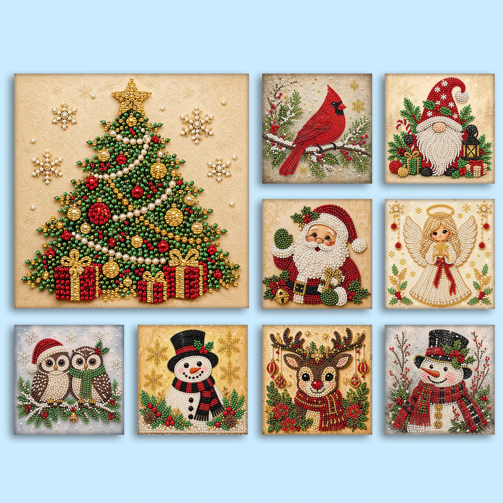 Art Craft For Christmas - 20x20cm DIY Christmas Pearl Diamond Painting