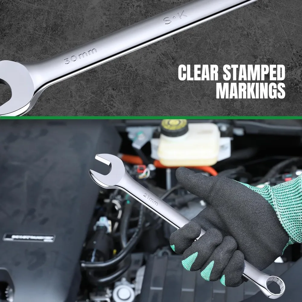 مجموعة مفاتيح ربط، متري 6 إلى 32 مم، 22 قطعة، لمسة نهائية SuperKrome، هيكل CR-V ممتاز، مع حقيبة دوارة