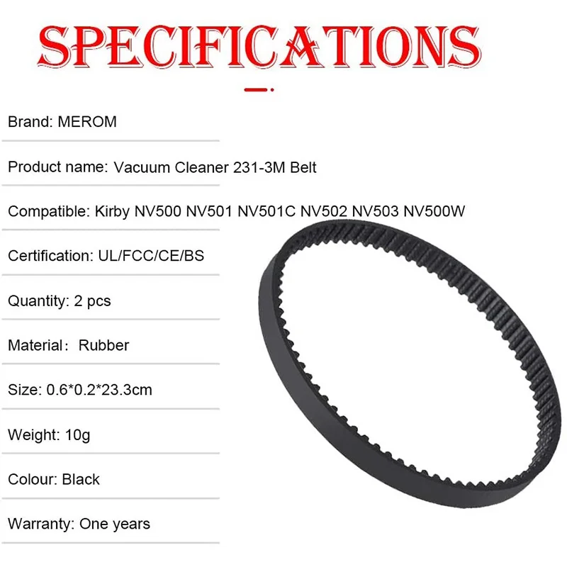 2 Pack Replacement Belts for Shark NV501, NV502, NV503, NV505, NV500W the Rotator Lift-Away Vacuum Parts
