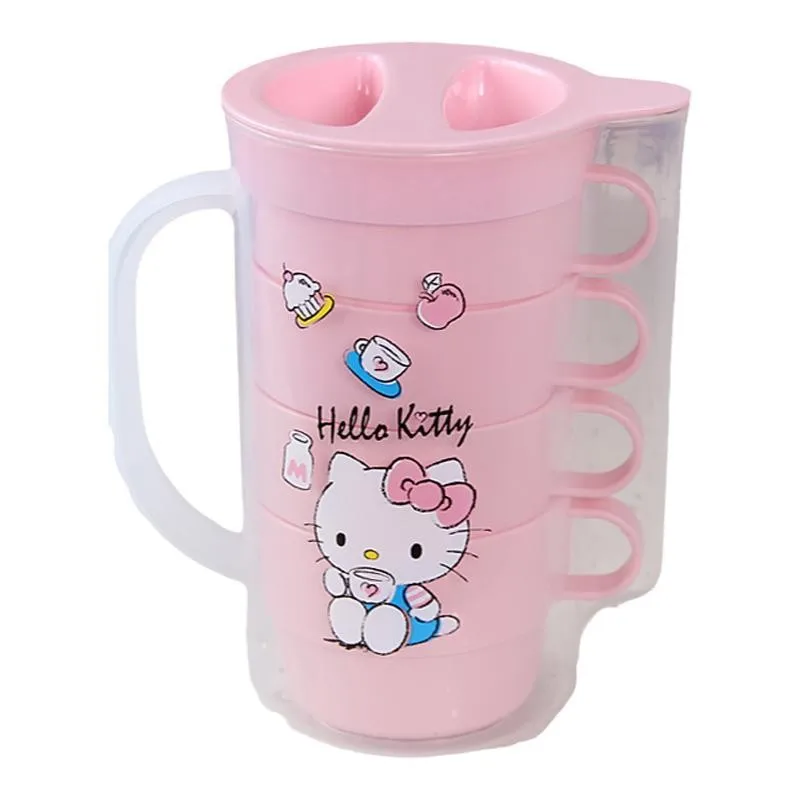 سانريو زجاجة ماء بارد 5 قطع مجموعة غلاية غرفة المعيشة المنزلي كورومي هالو كيتي كوب ماء إبريق ماء إبريق الشاي