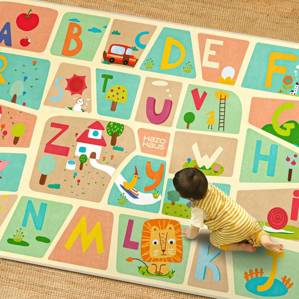 

Детский игровой коврик 5x8: коврик с алфавитом для детской, образовательная и безопасная, с мультяшным искусством и буквами