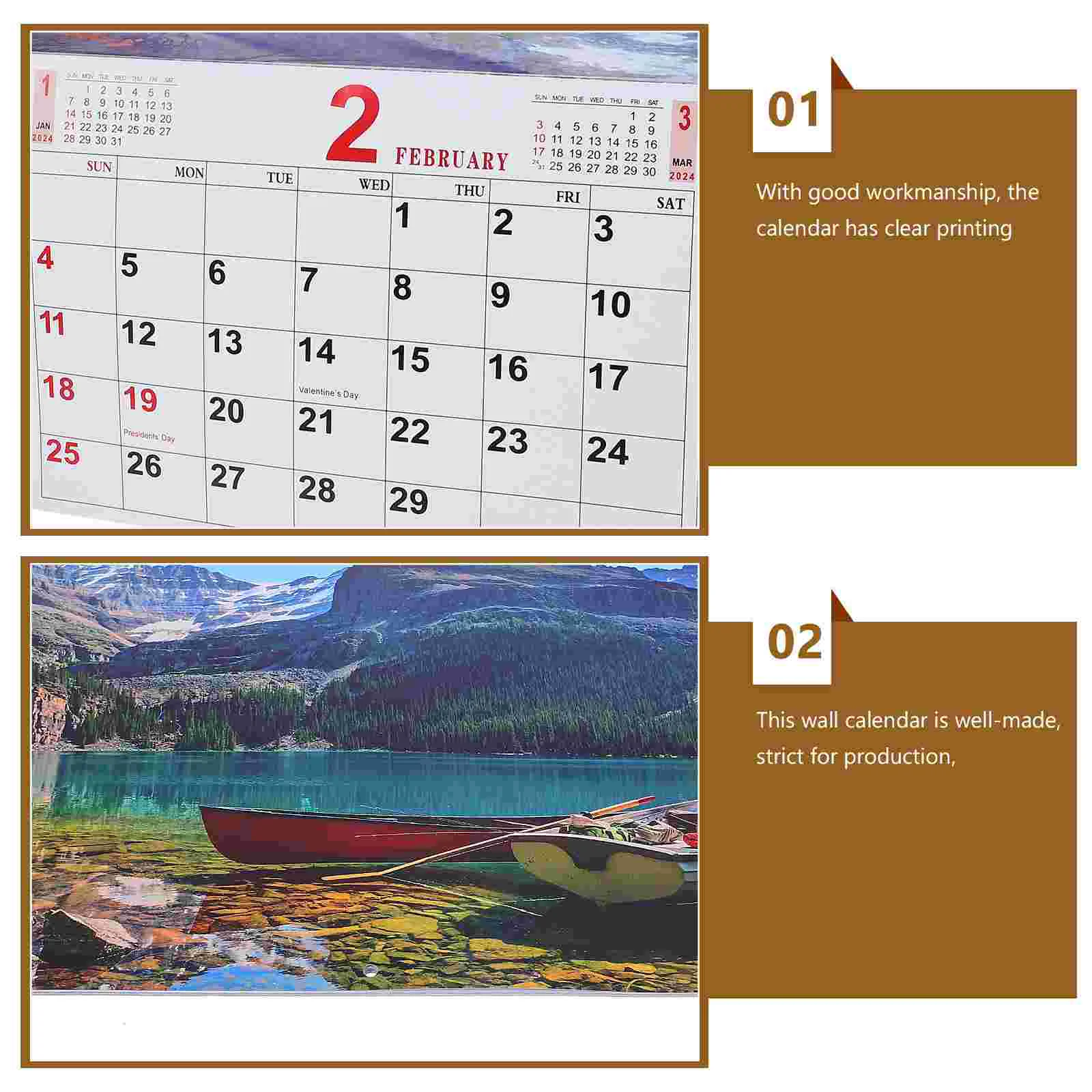 2024 Cross-border European and American English Landscape Photo Wall Calendar Holiday Hanging