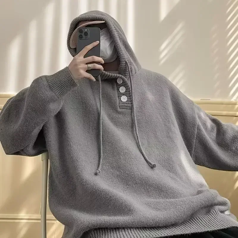 

Hooded large size sweater men's spring and autumn Japanese retro lazy coat oversize hooded sweatshirt sweatshirts promo hoodie