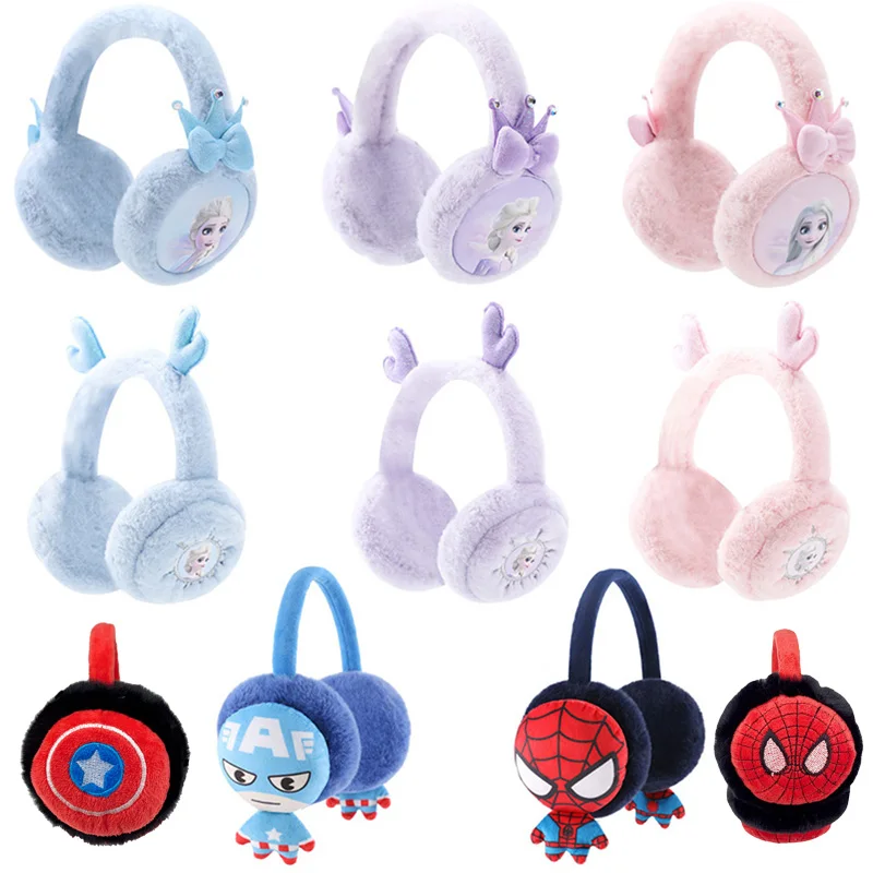 Frozen Spider Man Soft Plush Ear Warmer Winter Warm Earmuffs for kids boys girls Cute Earflap Outdoor Cold Protection Ear Cover