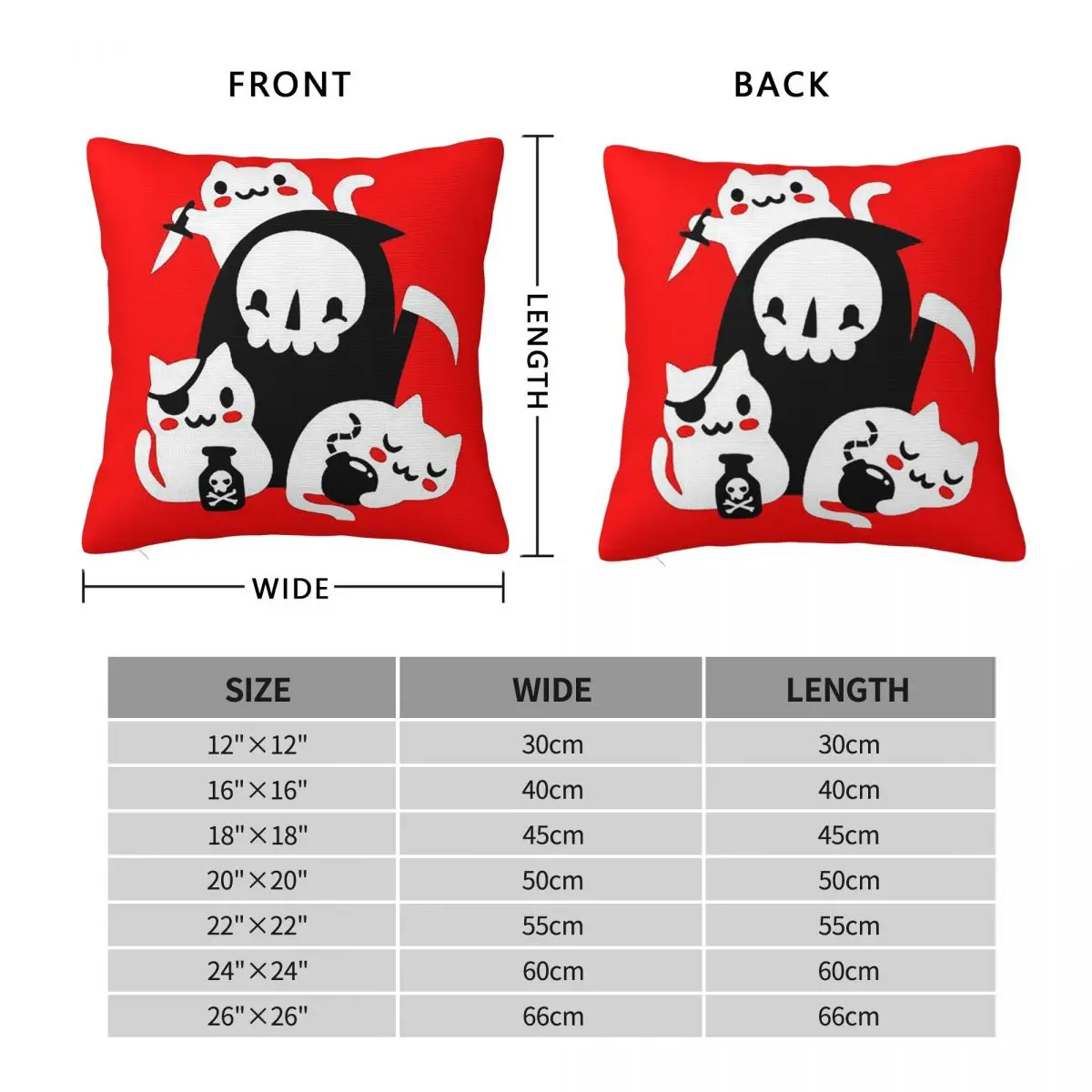 Death's Little Helpers Square Pillowcase Pillow Cover Polyester Cushion Decor Comfort Throw Pillow for Home Living Room