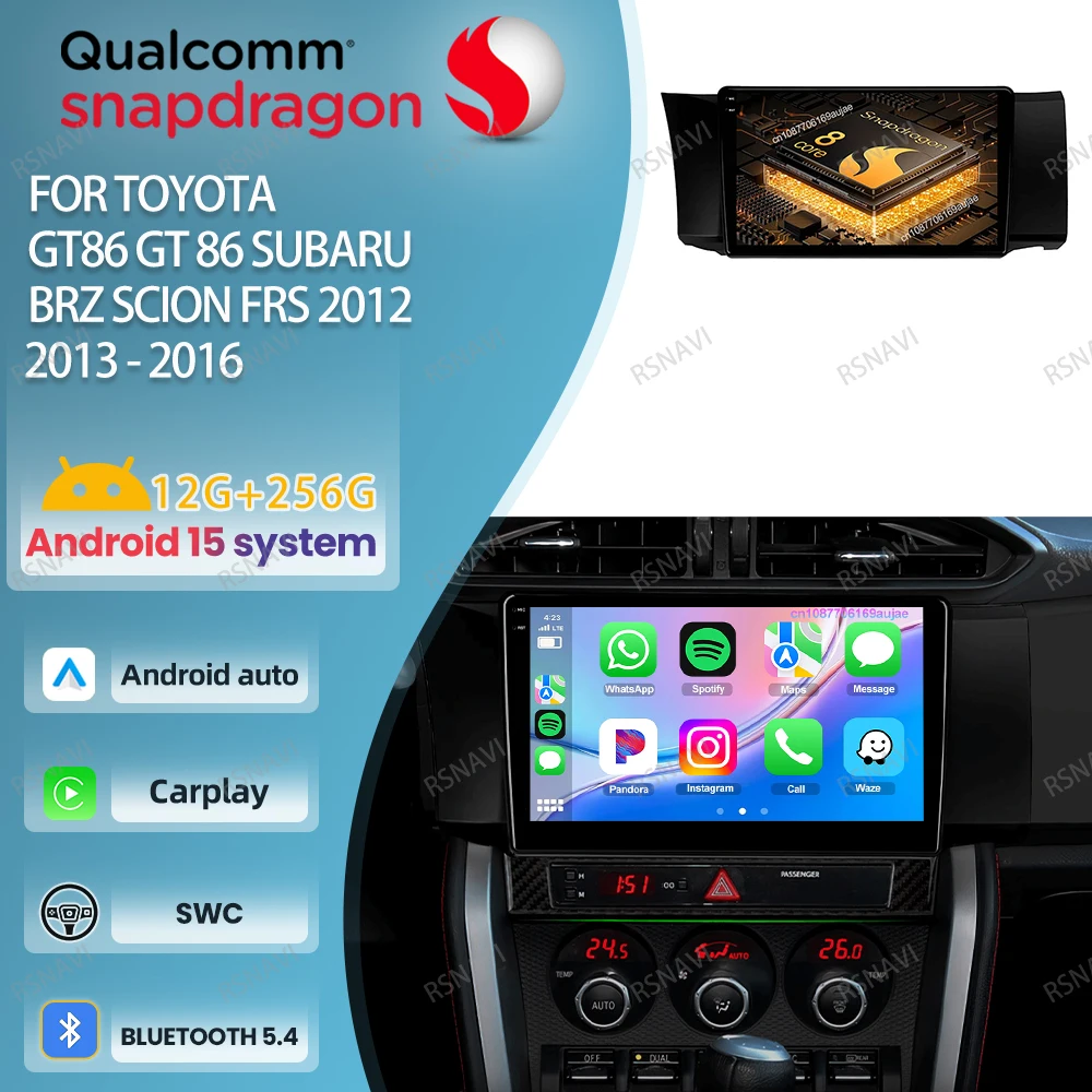 

Car Radio Android 15 For Toyota GT86 GT 86 Subaru BRZ Scion FRS 2012 2013 - 2016 Navigation Wireless Carplay Auto Head Unit QLED