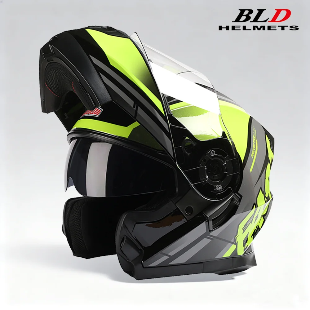 Cascos modulares de carreras Para motocicleta abatibles hacia arriba doble lente Cascos Para Moto Motocross Casque S-XXL cara Shied lente solar interior Dot Ece