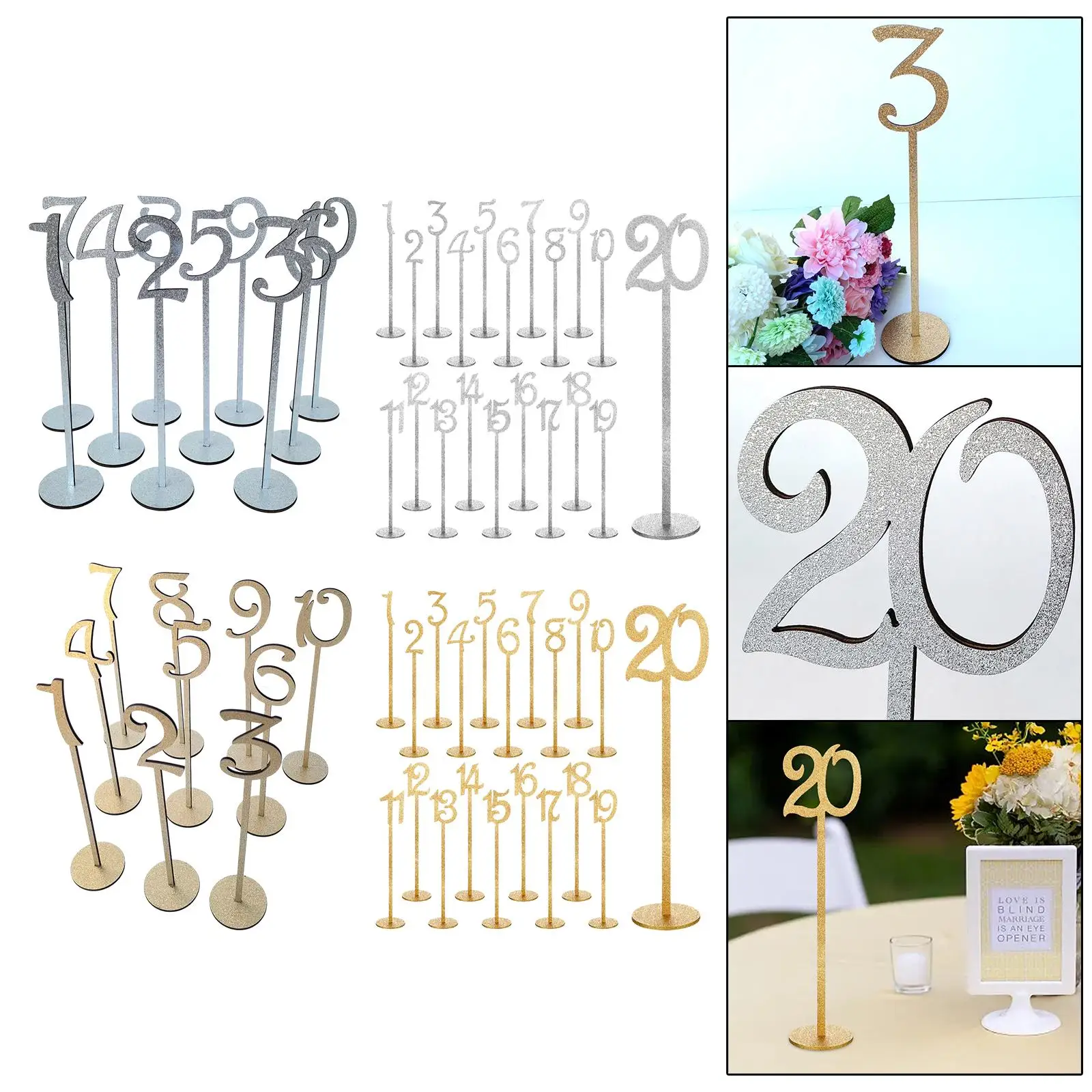 Table Number Holders Table Centerpiece Decor Table Number Cards for Wedding Anniversary Event Catering Dinner Table Restaurant