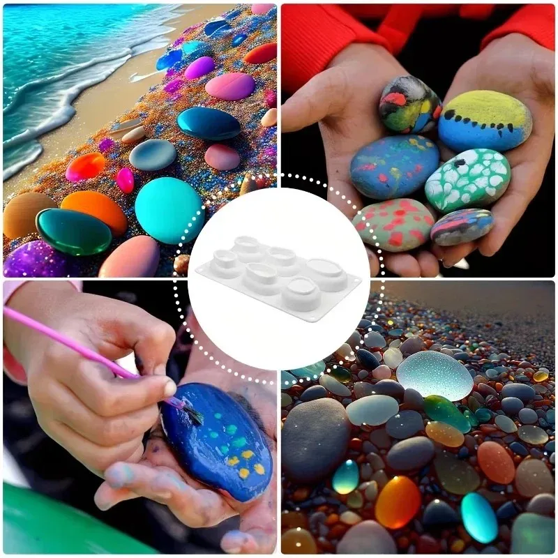 pea gravel resin silicone mold 3d stone painting suit diy resin plaster pebble mold garden decoration potted plant display