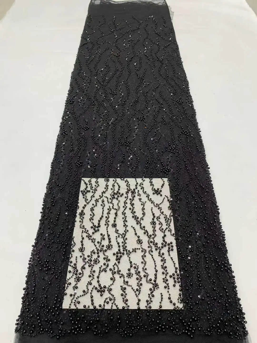   قماش دانتيل فرنسي 2025 تول عالي الجودة خرز لؤلؤ دانتيل 5 ياردات دانتيل شبكي ترتر أفريقي فاخر للنساء فساتين سهرة