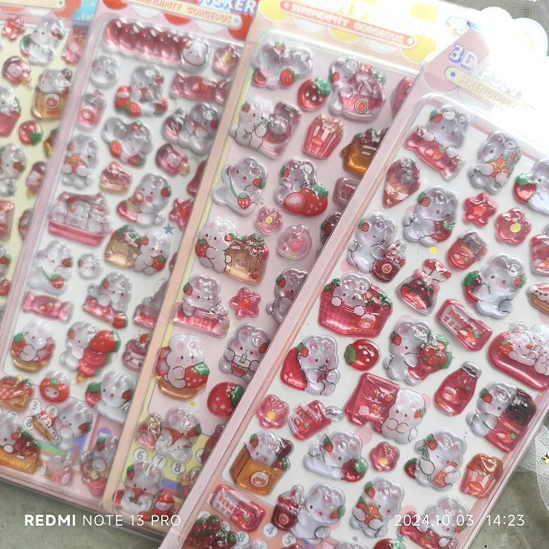 

Generic 3d Embossed Crystal Animal Stickers Cute Rabbit Fun Raised Relief Decals For Kids Diary Scrapbooking Craft Decoration