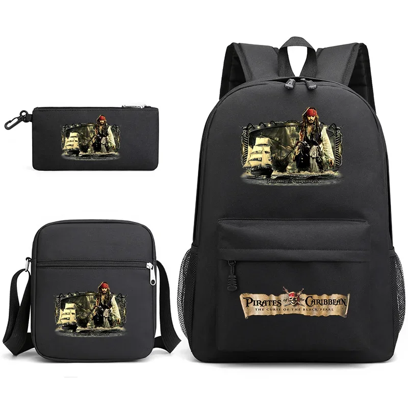 

3pcs Pirates of the Caribbean Bookbag Kids Backpack Boys Girls School bags Shoulder Bag Set Daily Backpacks Mochilas