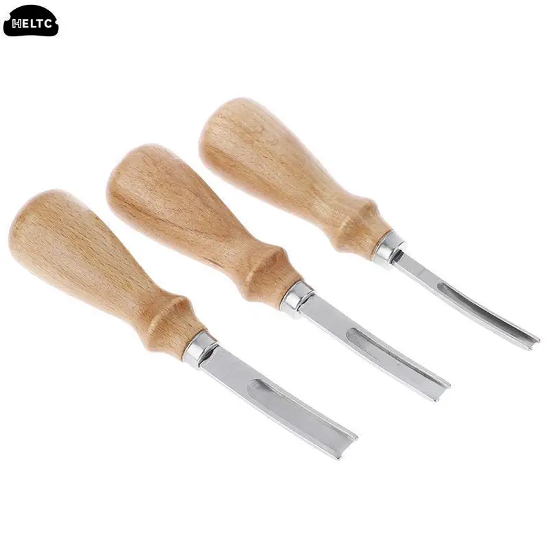 1PCS Leather Edge Creaser Wood Handle Leathercraft Leather Edge Beveler Leather Cutting Skiving Trimming Tool Leather Craft Tool