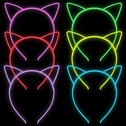New Luminous Cat Ears Headband Elastic Glow In Dark Hairband For Women Baby Girls Teeth Birthday Headwear Hair Accessories