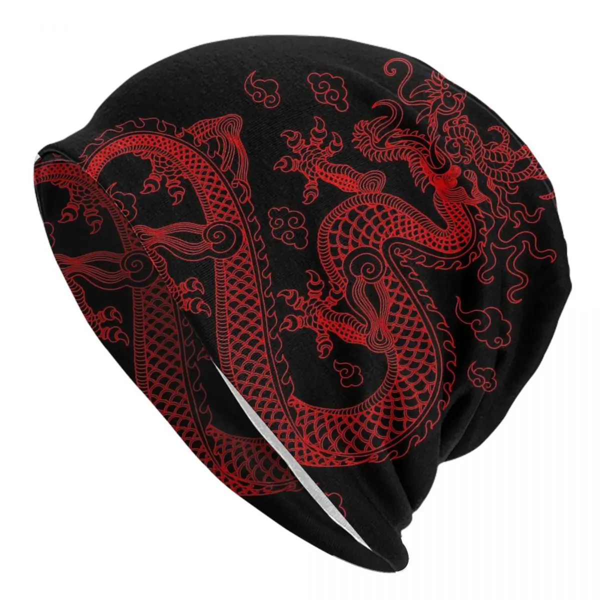 

Chinese Dragon A Totem of Chinese Nation Skullies Beanies Caps Red Dragon Thin Hat Autumn Spring Bonnet Hats Ski Cap