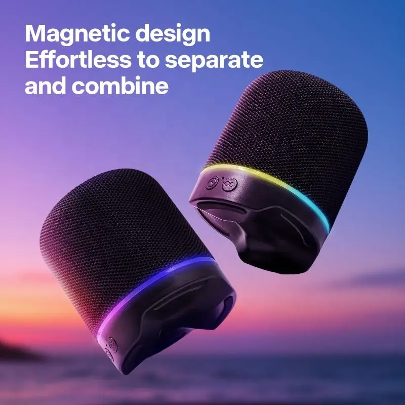 

Магнитная Bluetooth-колонка 2-в-1 с функцией TWS-соединения, Hi-Fi стереозвуком, RGB-подсветкой, портативная, разделяемая и объединяемая колонка