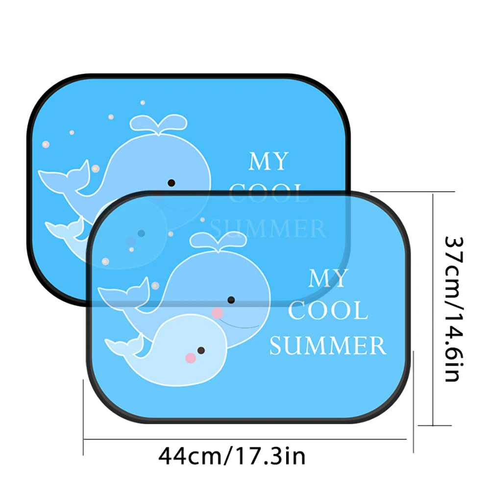 2 szt. Osłona przeciwsłoneczna dla dzieci - motyw okienny: niebieskie zwierzęta Osłona przeciwsłoneczna na boczną szybę samochodu Kreskówka