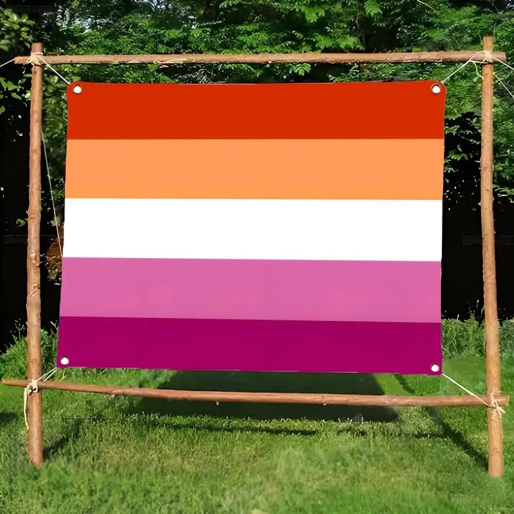 Trendy Strong Radiant L-Lesbian Pride Flags Borderless four-ring ornament indoor outdoor decoration effortless to hang