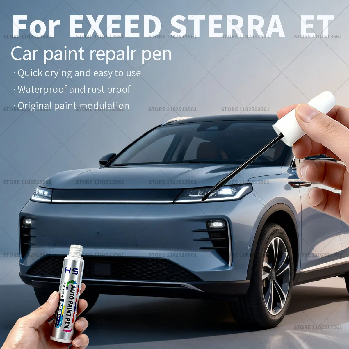 

Ручка для ремонта автомобильной краски для EXEED STERRA ET Touch Up, средство для удаления царапин, автоаксессуары «сделай сам», зеленый UM, фиолетовый, синий, черный 124, белый