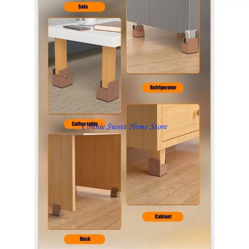 LXAF 4Pcs Bed Table Raiser Feet Leg Lift Furniture Raisers Adjustable Chair Risers