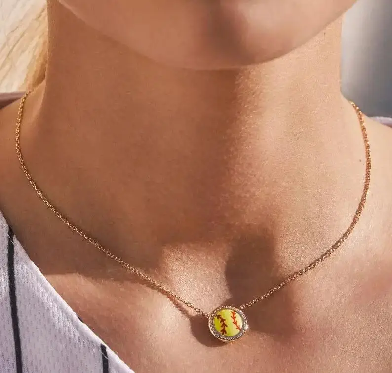 Football Baseball Basketball Softbal Sports Pendant Necklaces for Women Men Jewelry Stainless Steel Game Day Team Gifts