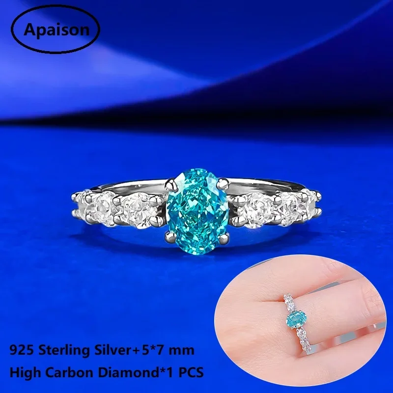 

Apaison 925 Sterling Silver 5*7 mm High Carbon Diamond Rings For Women Birthday Anniversary Ladies Ring Fine Jewelry Gift