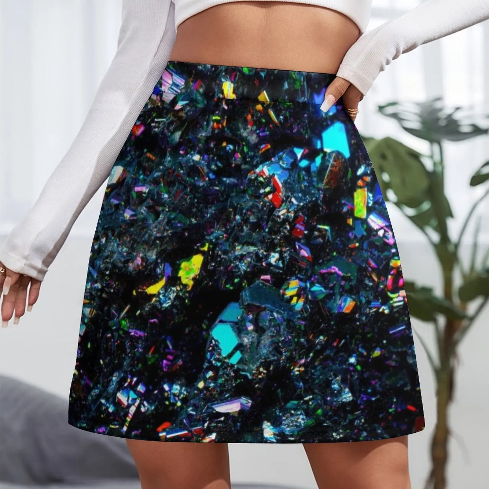 Shiny Multicolor Rainbow Rock Mini Skirt skirts for womens Short skirt woman