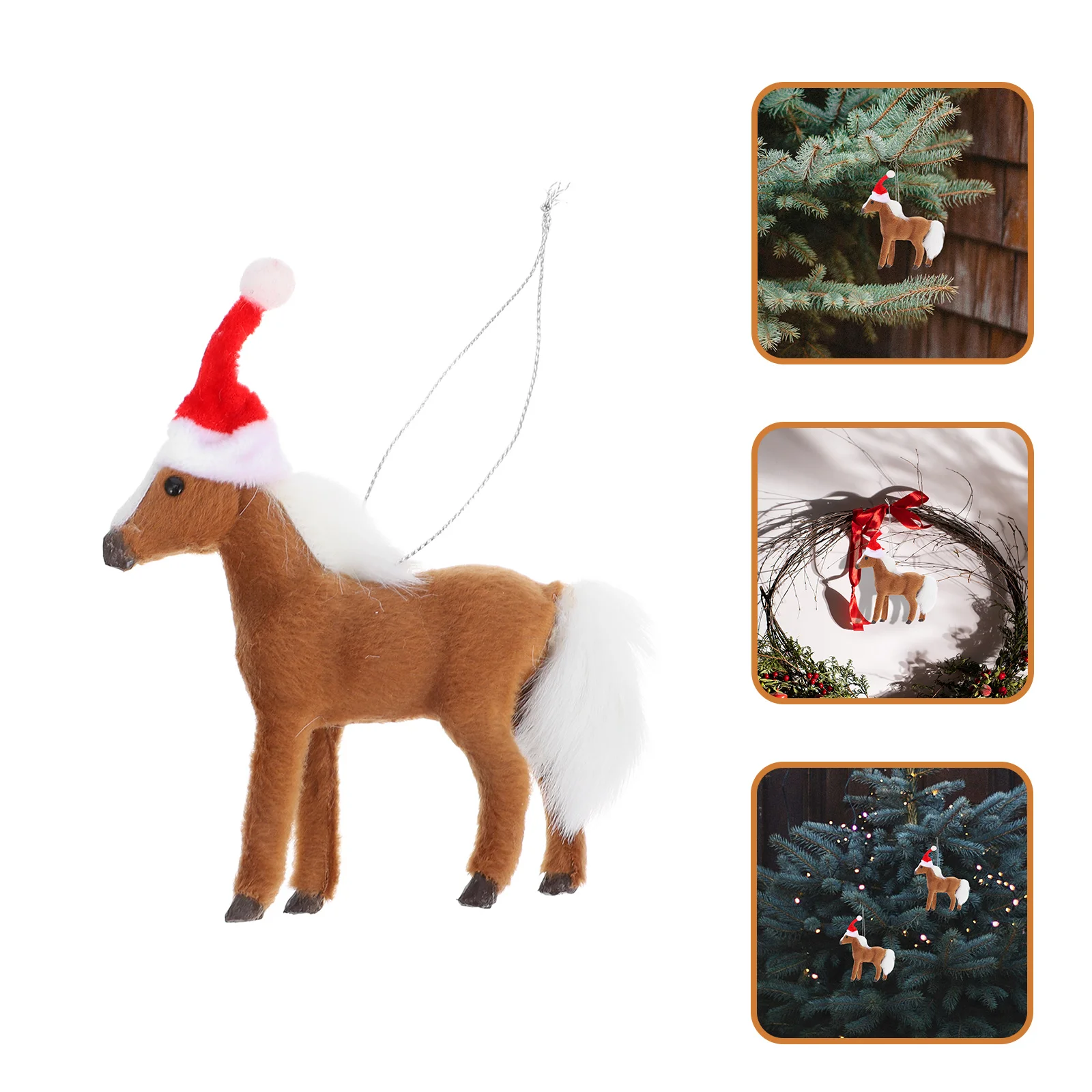 

Mini Horse Hanging Ornaments Christmas Tree Decor Xmas Party Decoration Pendant For Fireplace Tabletop Background Prop