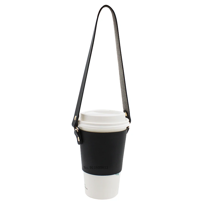 1 PCS leather tea milk drink cup bag,warter Bottle Holder For Travel,hot or iced coffee sleeve holder,drink carrier with strap