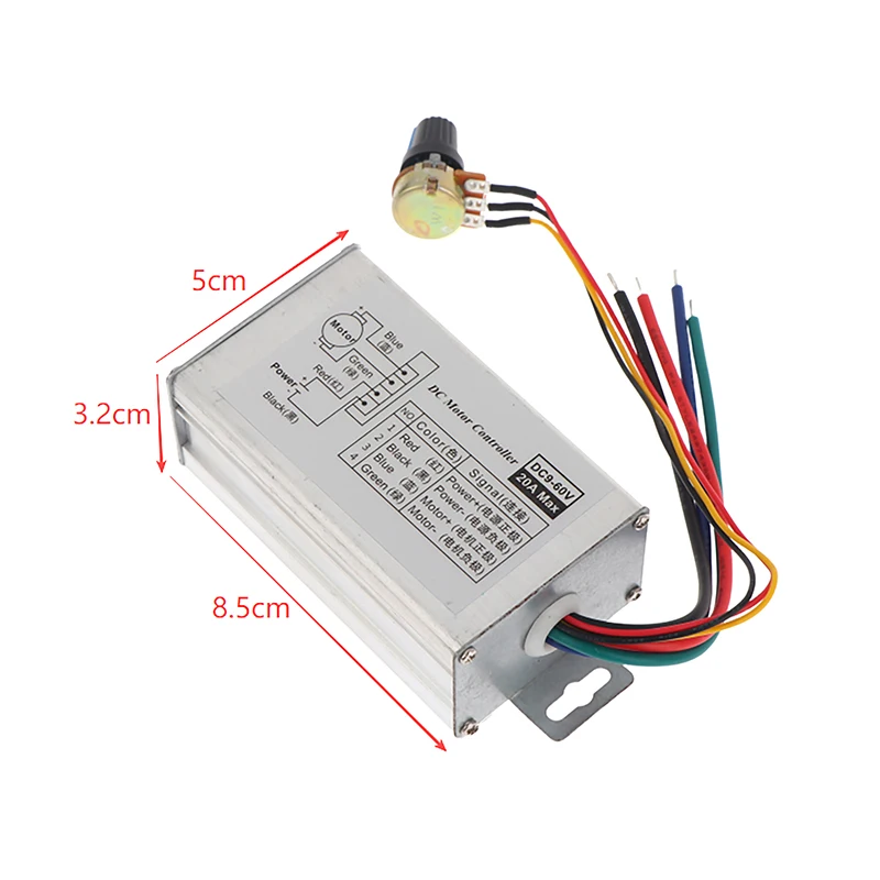 Stepless DC Motor Speed Controller DC 9V-60V 12V 24V 60V 20A Motor Pulse Width Modulator Regulator PWM Speed Regulator