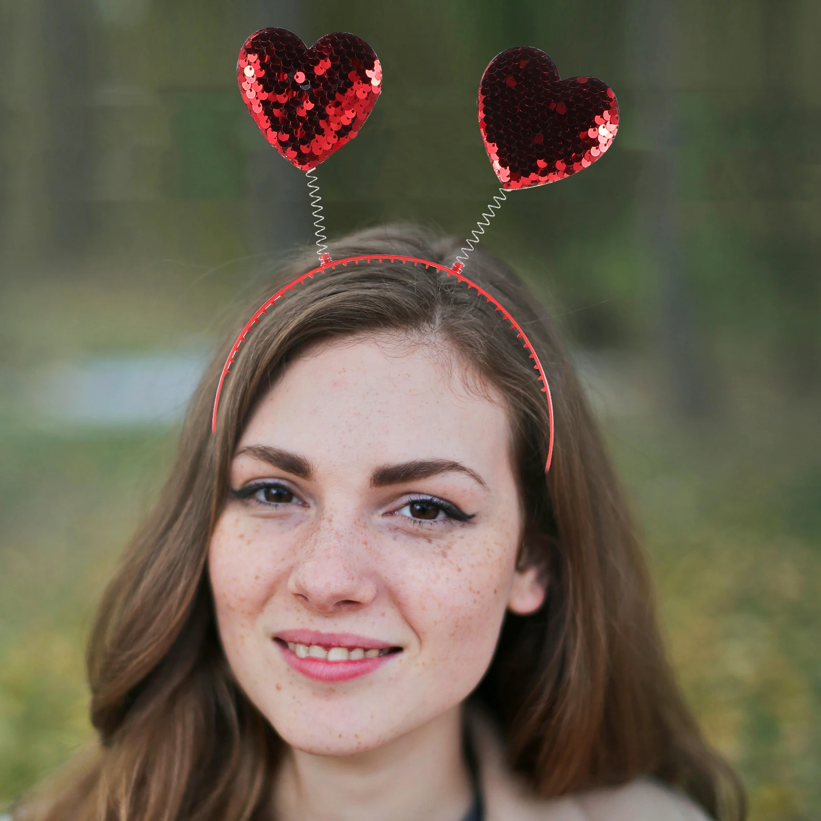 

Love Shaped Sequin Headband Bright Colors Lightweight Comfortable Fabric Wrapped Hairband for Valentine's Day Birthday Party