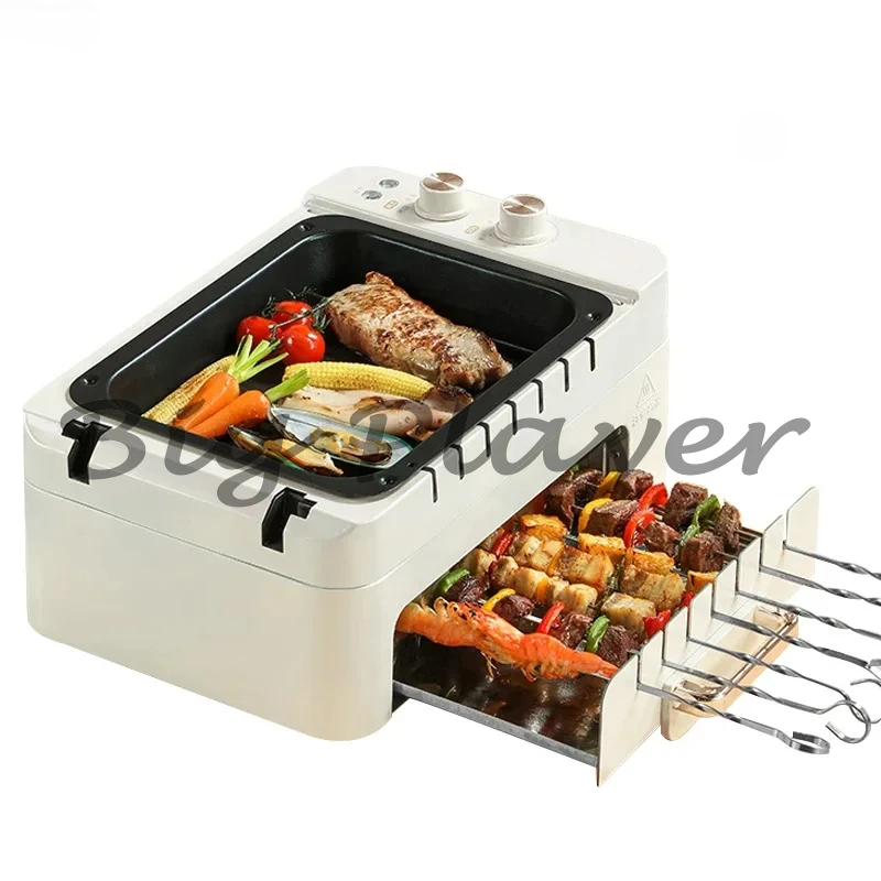 

3 In 1 Electric BBQ Kebab Grill Machin Household Automatic Rotating Skewers Machine Indoor Smokeless Barbecue Grill Oven