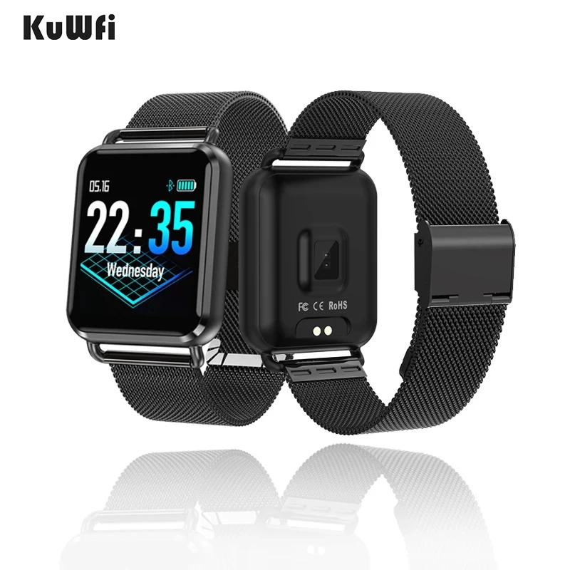 KuWFi Waterproof Smart Watch Color Screen Heart Rate Monitoring Reminder Smart Bracelet Fitness Tracker Watch