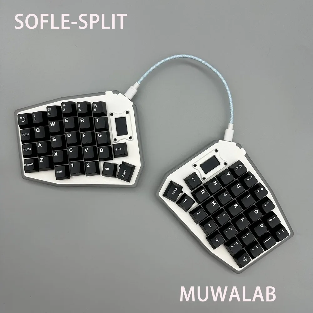 SOFLE Split Keyboard Kit 60keys 4x6 Hot Swap Custom RGB Translucent Acrylic Housing Wired Single-mode for Mechanical Keyboard