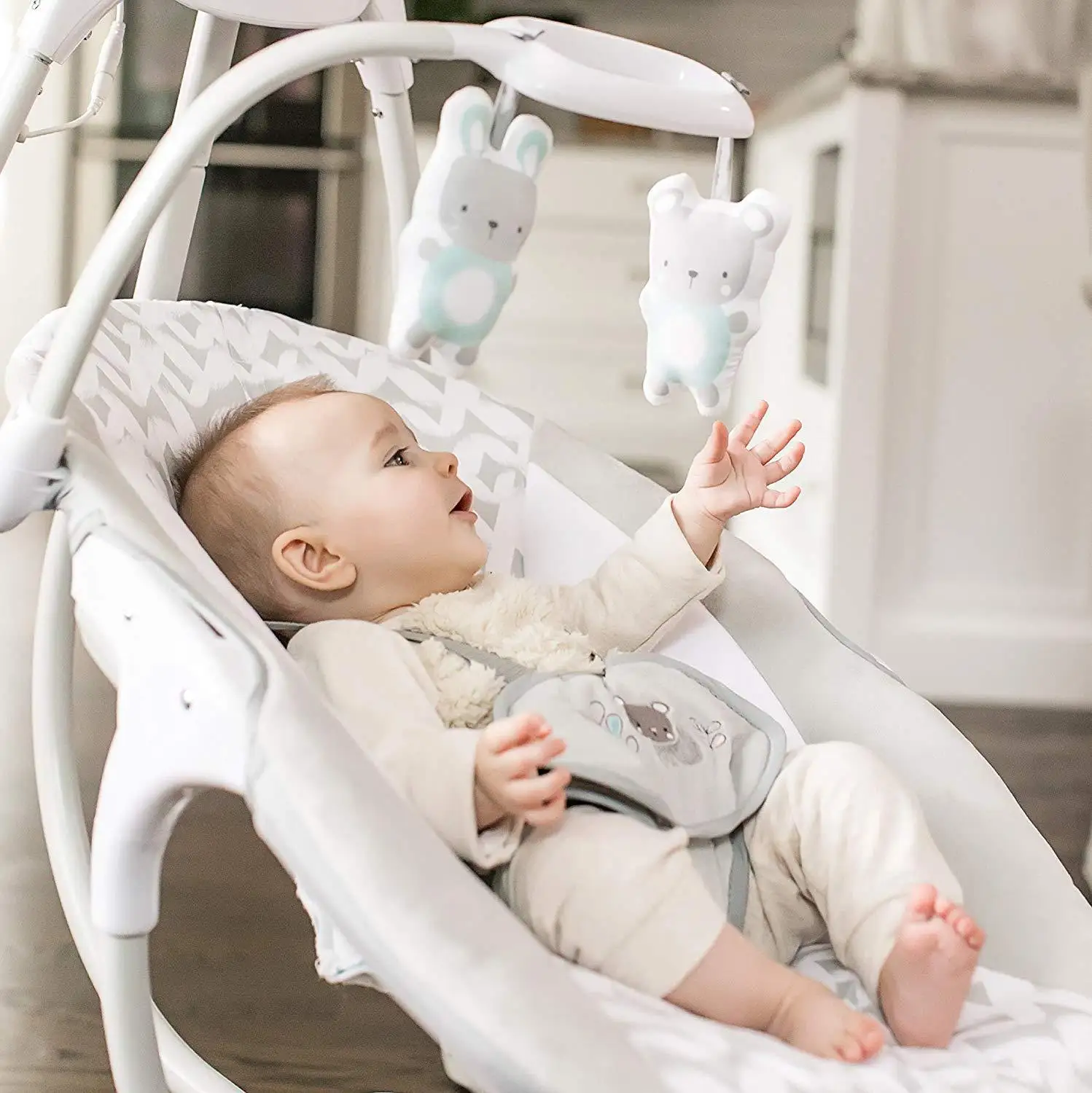 LazyChild Baby Rocking Chair Detachable Multi-Functional Comfort Cradle Baby Coaxing Sleep Rocking Chair Electric Swing Chair