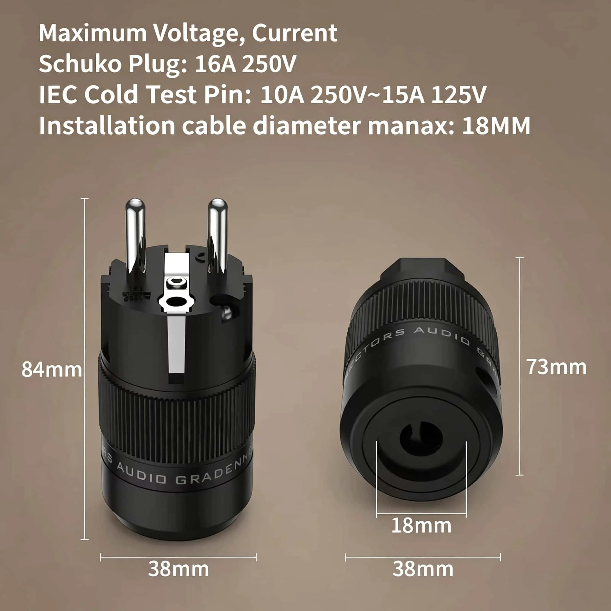 Audiocrast Rhodium Plated EUR Schuko EU Power Plug & IEC Connector Plug HIFI