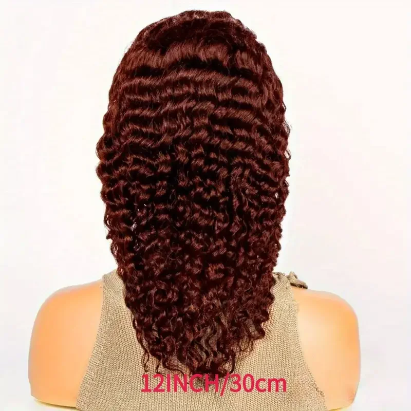 Luvin-Curly Bob Perucas, Onda de Água, Pré-Arrancado, Pré-Arrancado, Cabelo Humano, Vermelho, Marrom, Vermelho