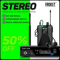 Debra ST-102 Wireless In-Ear Monitor System Stereo UHF IEM Wireless Monitoring System with Bluetooth 5.0 for Distance 80-300m