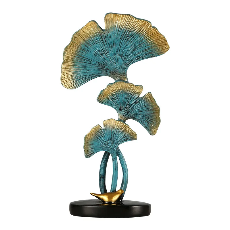 Creative ginkgo biloba home art ornament living room new house TV wine cabinet model room resin soft ornament