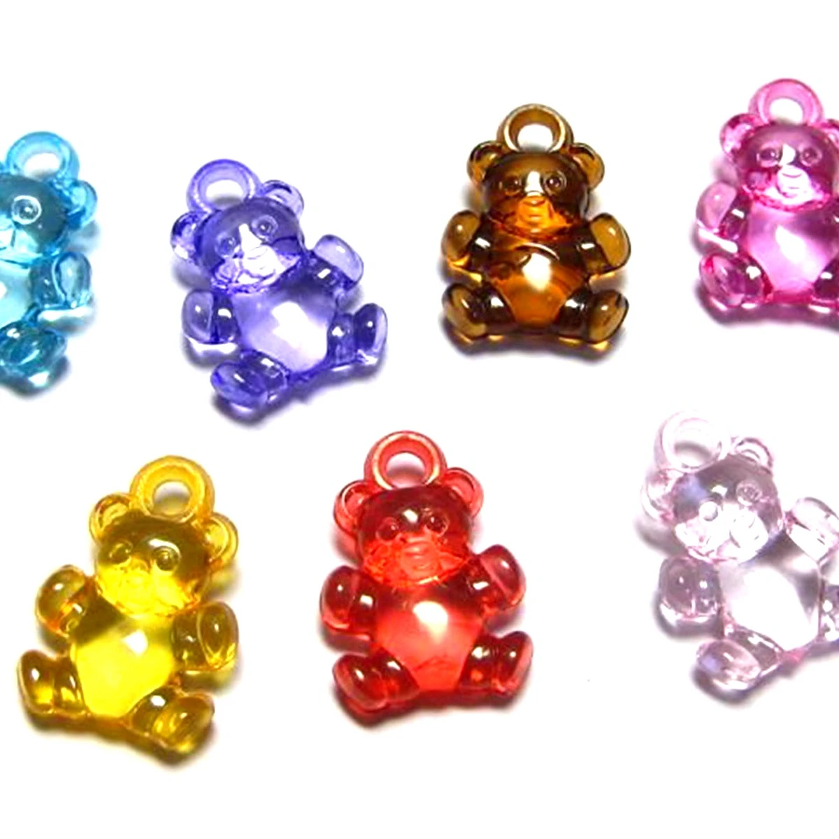 100 Mixed Colour Transparent Acrylic Cute Various Animal Cat Charm Pendants
