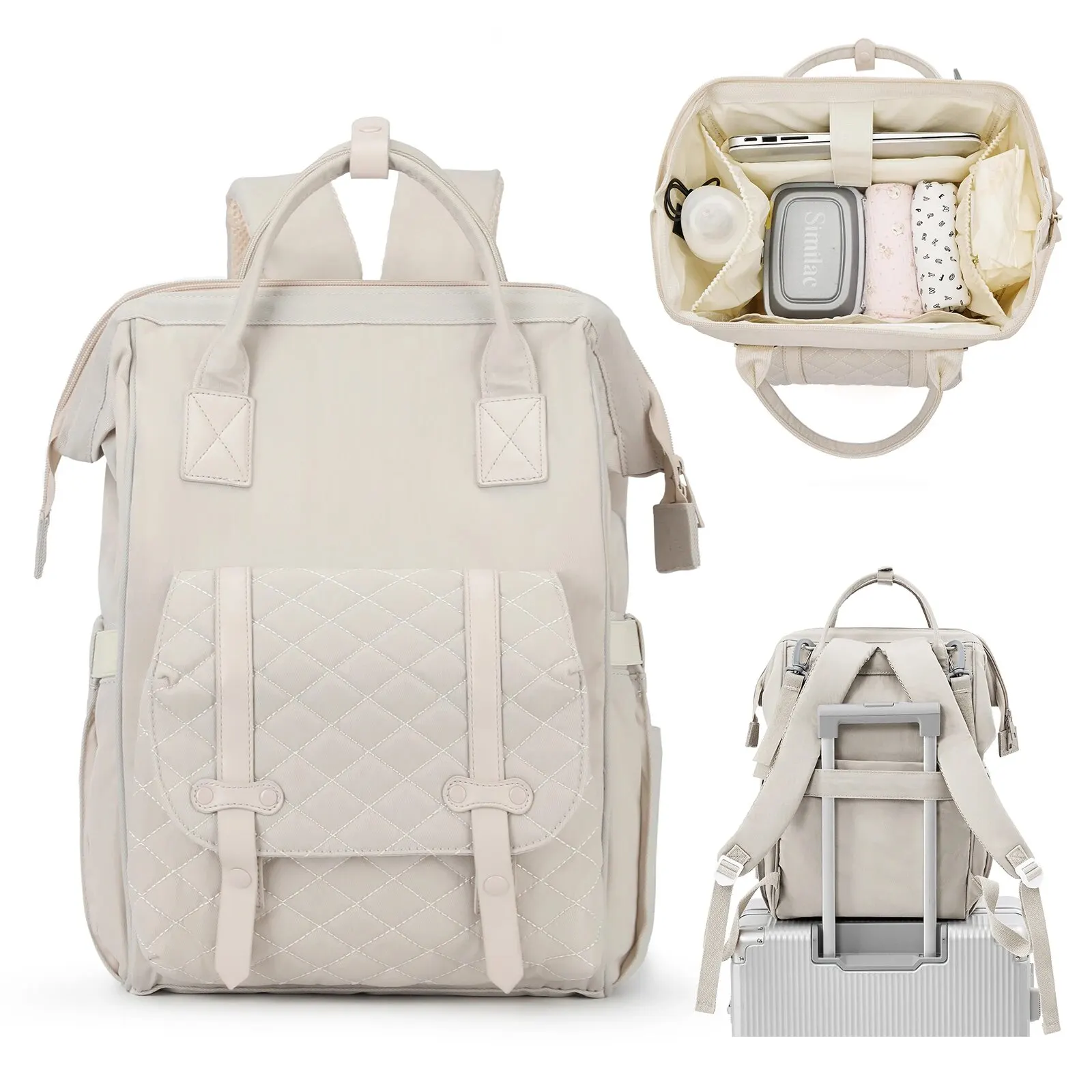 Likros Diaper Bag Backpack Baby Tote Large Capacity Multifunctional Baby Nappys Bag Stylish Travel Baby Backpack Diaper Backpack