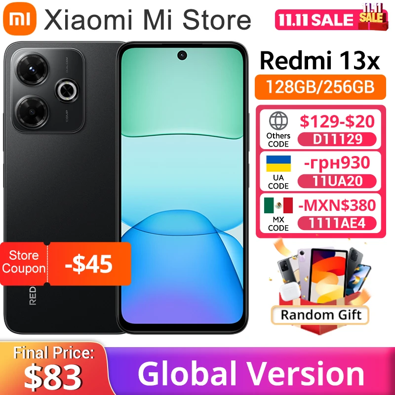 هاتف ذكي Xiaomi Redmi 13X الإصدار العالمي MTK Helio G91 Ultra 108MP كاميرا فائقة الوضوح 6.79 بوصة FHD + شاشة 33 وات شحن سريع #1