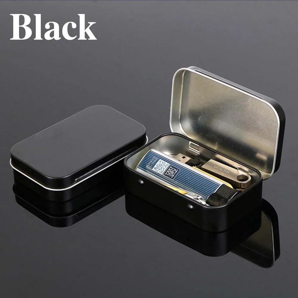 Survival Kit Tin Small Empty Metal Tin Silver Black Gold White Flip Jewelry Storage Box Case Organizer For Money Coin Candy Key