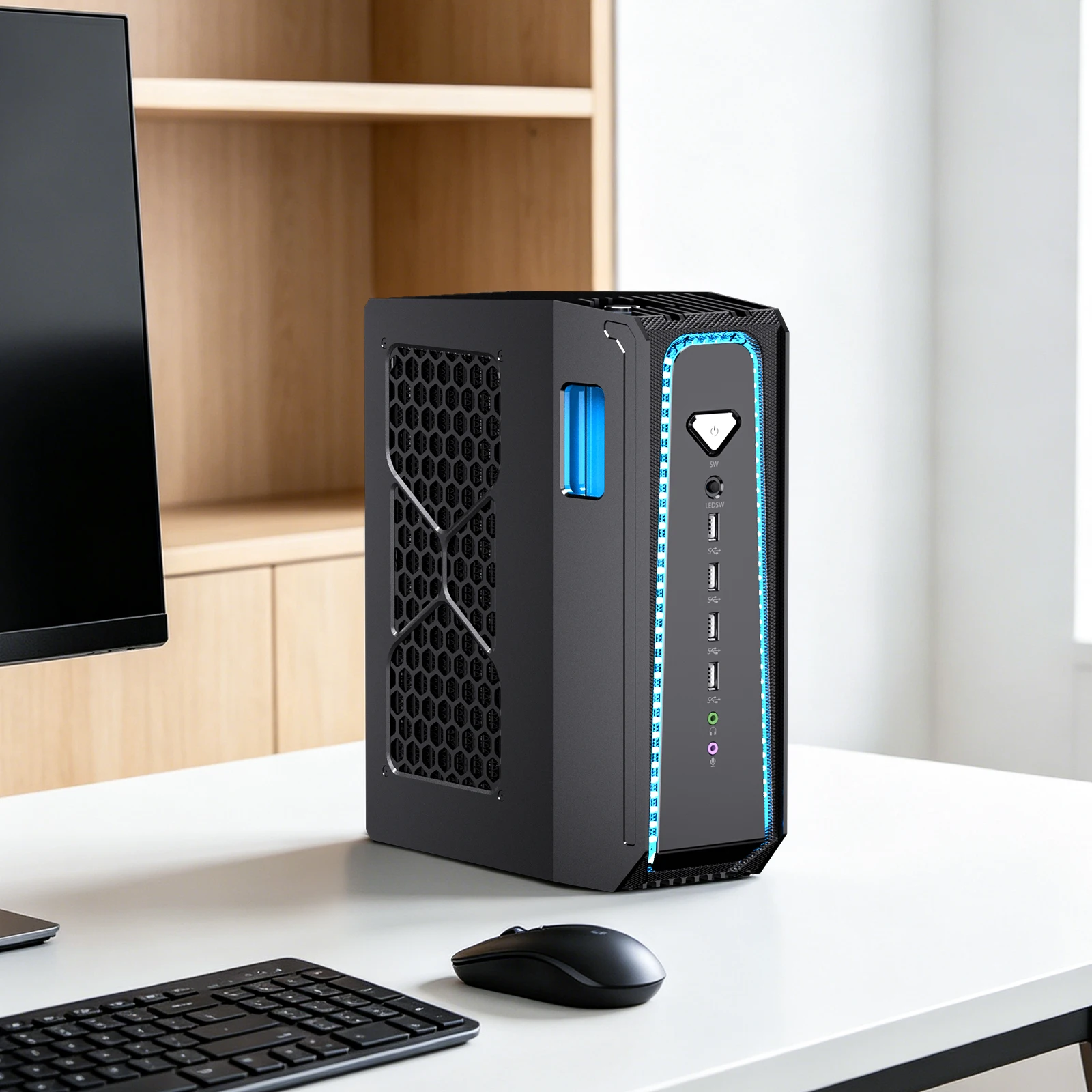 Msecore AMD Ryzen 7 9 RTX4070 RTX4070S RTX5070 Dedicated Card Windows 11 Mini PC Gaming Computers with Liquid Cooling System