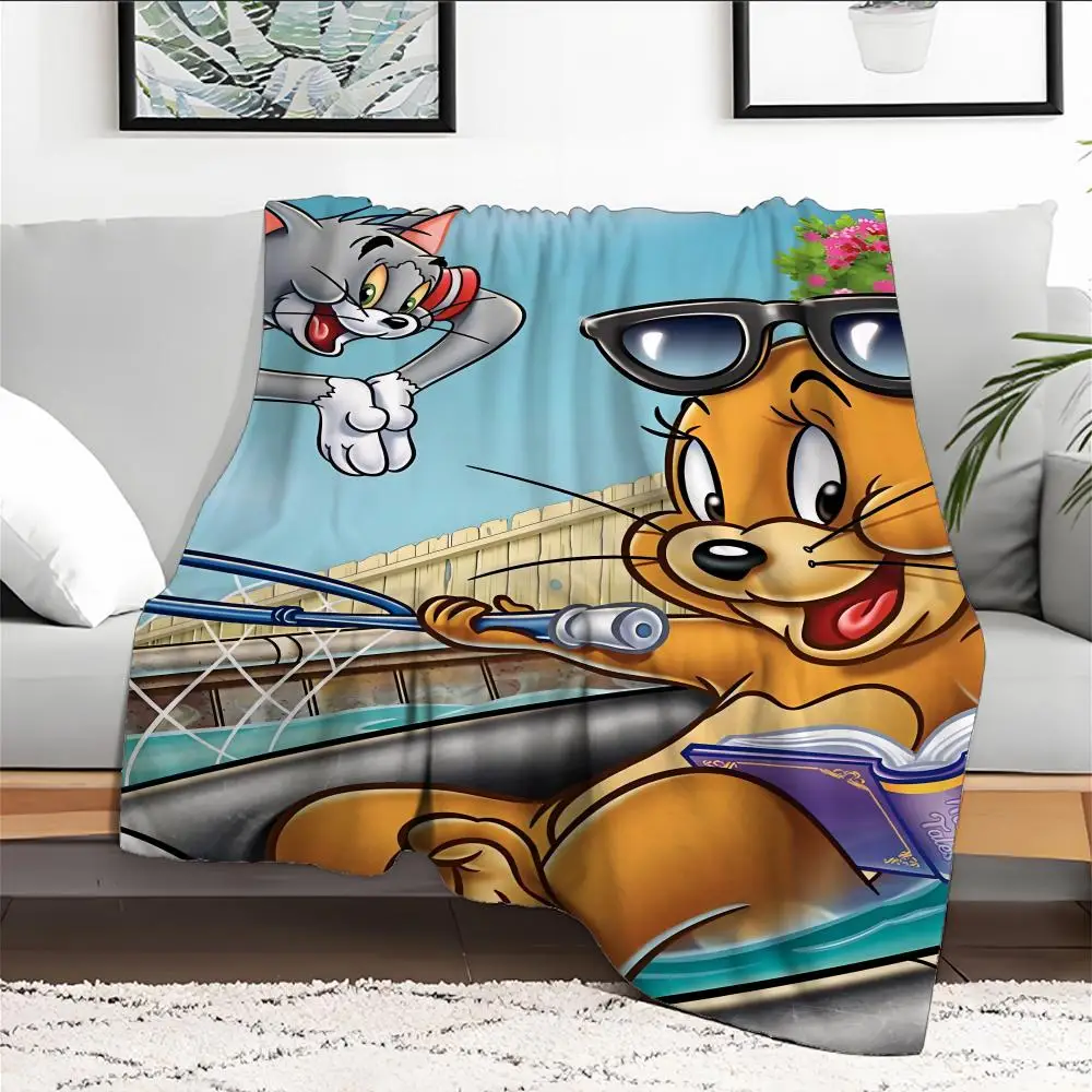 

Cartoon T-Tom and J-Jerry Throw Blanket Aesthetic Portable Home Travel Camping Sofa Picnic Thick Warm Flannel Blanket