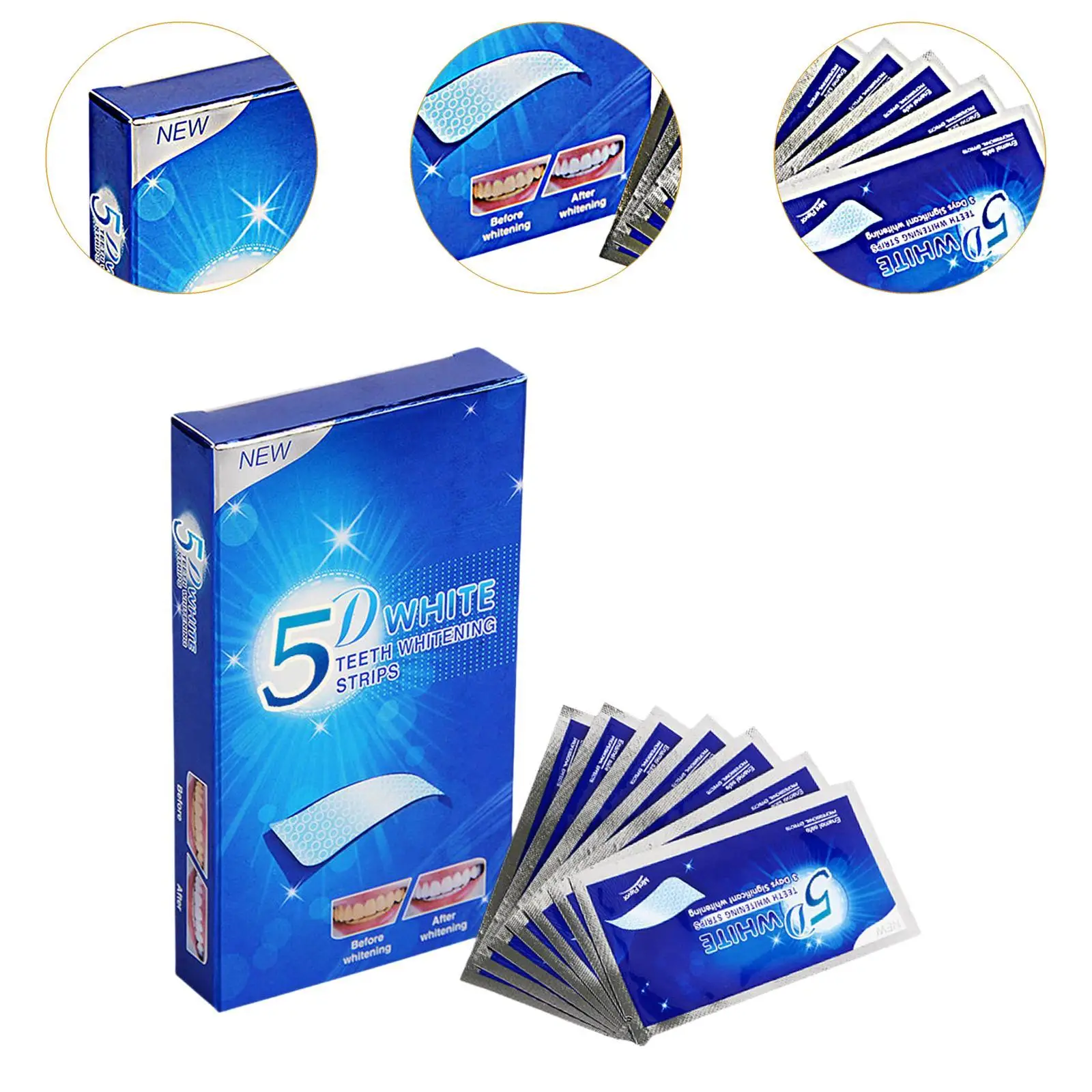 Portable Tooth Whitening Strips Gel Strong Adhesion Dental White Teeth Ribbon for Quick at Home Whitening