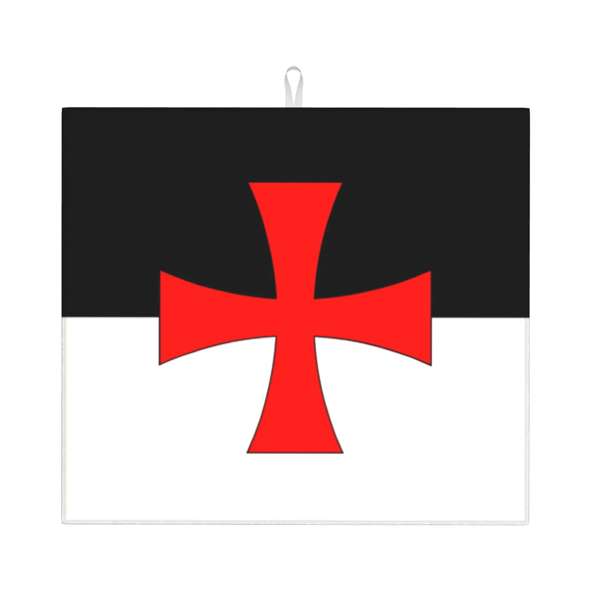 Knights Templar Flag Non‑Slip Waterproof Absorbent Barware Tableware Oil Proof Medieval Warrior Crusades Cross Mat For Kitchen