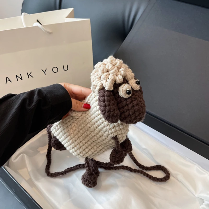 Finished Handmade Knitted Wool Bag Fashion Exquisite Cute Sheep Crossbody Bag Ins Small Fresh Shoulder Bag Kids Birthday Gifts