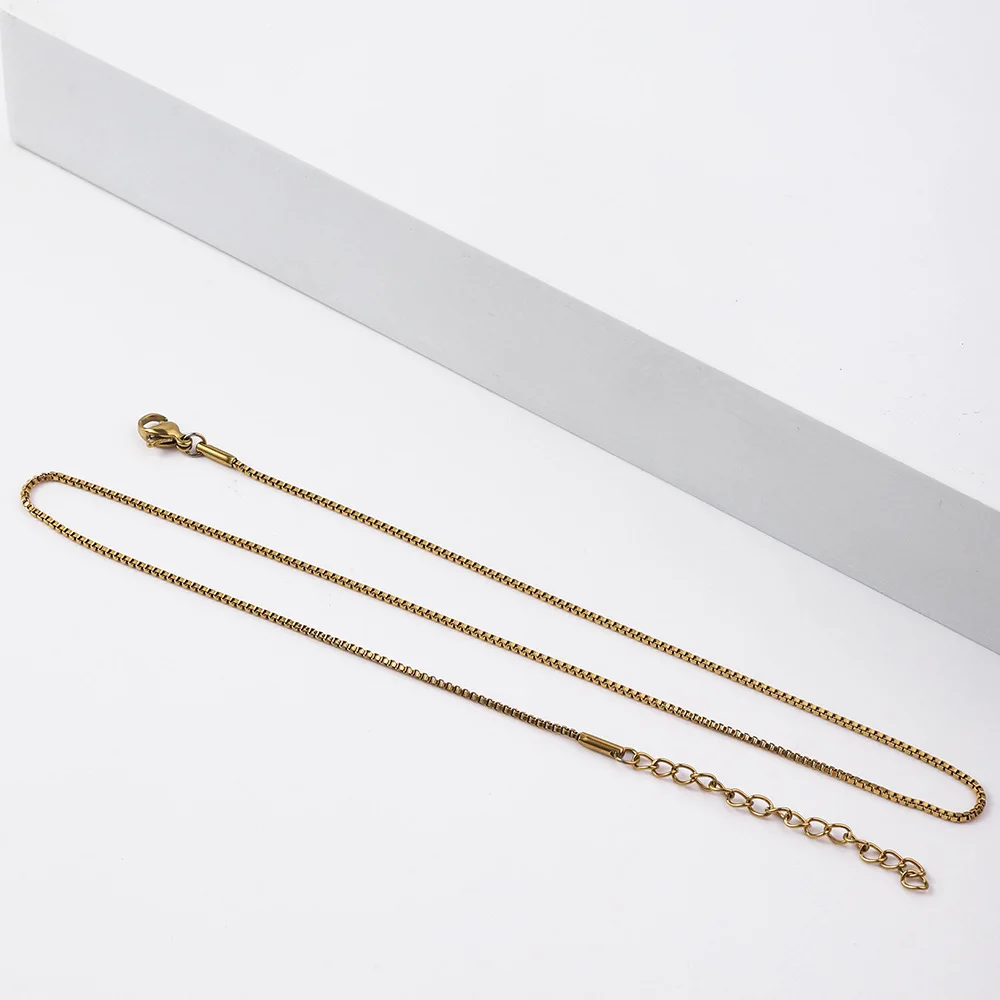 1,2mm Einfache Edelstahl Box Kette Halskette Gold Farbe Titan Stahl Männer Halskette Mode Frauen Schmuck Trend Zubehör