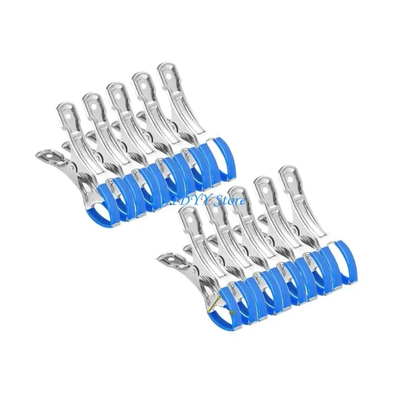 G6de 10pcs شماعات الصلب المقاوم للصدأ المشابك الزنبركية أغطية حمام سباحة كبيرة المشابك مسابح شاقة في سباحة مقطع مقاوم للرياح
